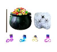 Generico Halloween Cauldron - Bubbling Candy Bucket Decor Kit with Lights