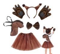 Generico Halloween Cosplay Accessories With Tail, Plush Animal Bow Tie Hairband Costume | Squirrel Ears For Christmas Carnival Theater School Plays Stage Events Photoshoot