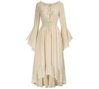 Generico Halloween Costume Adulto Vampiro Addams Corsetto Gotica Horror Strega Angelo Adulti Sexy Rinascimentale Morticia Vestito Gotico Abito Costumi Donna Cosplay Abiti Pirata Vestiti Beige XL