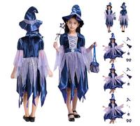 Generico Halloween Costume Bambin Vestito Strega Cosplay Mago Costume Carnevale Festa di Compleanno Abito a Stelle Glitter