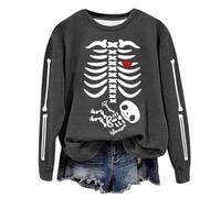 Generico Halloween Costume Divertente Donna Incinta Zucca Rib Cage Felpa Divertente Annuncio di Gravidanza Halloween Baby Rib Cage Felpa Halloween