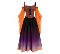 Generico Halloween Costume Donna Medievale Gotico Donna Vestito con Maniche a Tromba Palazzo Allacciare Retro Carnevale Abiti Halloween Cosplay Carnevale Costume Cosplay Costumi Eleganti Abiti