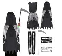 Generico Halloween Costume - grim reapper Costume | Halloween Scary Dress Set | Dress Up Creepy Cosplay Outfit | Accessories For Toddler Boys Children Carnival Festival Masquerade Holiday Use