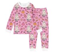 Generico Halloween Costume Pigiama per Bambini,Divertente Stampa Fantasma Set Neonato Neutro Abbottonato di Pigiami accoglienti 2 Pezzi Vestiti Regalo Bambini 1-12 Anni