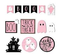 Generico Halloween Decorazioni del Vassoio Fantasma, Set da 13 Pezzi, Legno, Segnali di Legno Fantasma Boo, Decorazioni della Scrivania di Halloween, E Stravaganti, per Il Mantello del A