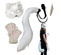 Generico Halloween Face Cover Cat Masks, Animal Party Costume with Tail and Gloves, Cosplay Dress Up Set, Adults Kids, Fun Halloween Accessories for Carnival Stage Performance Holiday
