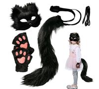 Generico Halloween Face Cover Cat Masks, Animal Party Costume with Tail and Gloves, Cosplay Dress Up Set, Adults Kids, Fun Halloween Accessories for Carnival Stage Performance Holiday