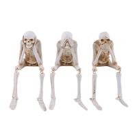 Generico Halloween Fireplace Simulation Skull Combination, Halloween Statues No-Evil Skeleton Collectible Figurines, Horror Skeleton Statues Resin Decor For Home Table Party(1 set)