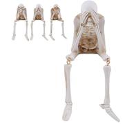 Generico Halloween Fireplace Simulation Skull Combination, Halloween Statues No-Evil Skeleton Collectible Figurines, Horror Skeleton Statues Resin Decor For Home Table Party(Don't look)