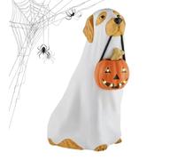 Generico Halloween Ghost Light Up - Lighting LED, Dog Ghost | Pet a Batteria Pet Halloween Ghosts Cloak, Resin Dog Statue Che Tiene la per Il Soggiorno da Cortile