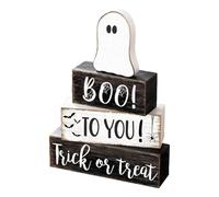 Generico Halloween Ghost Table Sign | Wooden Ghost Tiered Tray Decor for Halloween | Rustic Indoor Party Favors Holiday Decor for Fireplace Mantle Farmhouse Tabletop Display Home Shelf
