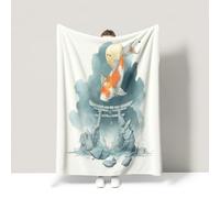 Generico Halloween Grigio Pile di Flanella per Divano Fantastico Tranquillo Elegante Poetico Coperta Fleece leggera per Bambini 150x200cm