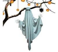 Generico Halloween Hanging Ghost Light Decor Large Outdoor Spooky Ghost Lantern with String Lights | Fabric Halloween Hanging Ģhost Decoration for Porch Patio Tree Yard Haunted House Party Prop