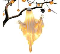 Generico Halloween Hanging Ghost Light Decor Large Outdoor Spooky Ghost Lantern with String Lights | Fabric Halloween Hanging Ģhost Decoration for Porch Patio Tree Yard Haunted House Party Prop