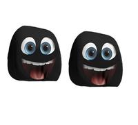 Generico Halloween Head Rest Cover for Car, Funny Cartoon Car Headrest Covers, Breathable Fabric, Universal Fit, for Road Trips, Parties and Parades (Black 4,2*Pcs)