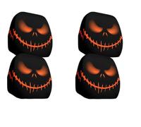 Generico Halloween Head Rest Cover for Car, Funny Cartoon Car Headrest Covers, Breathable Fabric, Universal Fit, for Road Trips, Parties and Parades (Black1,4*Pcs)
