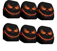 Generico Halloween Head Rest Cover for Car, Funny Cartoon Car Headrest Covers, Breathable Fabric, Universal Fit, for Road Trips, Parties and Parades (Black1,6 *Pcs)