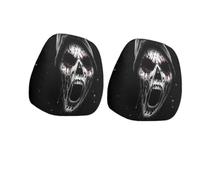 Generico Halloween Head Rest Cover for Car, Funny Cartoon Car Headrest Covers, Breathable Fabric, Universal Fit, for Road Trips, Parties and Parades (Black 3,2*Pcs)