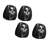 Generico Halloween Head Rest Cover for Car, Funny Cartoon Car Headrest Covers, Breathable Fabric, Universal Fit, for Road Trips, Parties and Parades (Black 3,4*Pcs)