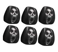 Generico Halloween Head Rest Cover for Car, Funny Cartoon Car Headrest Covers, Breathable Fabric, Universal Fit, for Road Trips, Parties and Parades (Black 3,6 *Pcs)