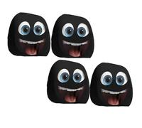 Generico Halloween Head Rest Cover for Car, Funny Cartoon Car Headrest Covers, Breathable Fabric, Universal Fit, for Road Trips, Parties and Parades (Black 4,4*Pcs)