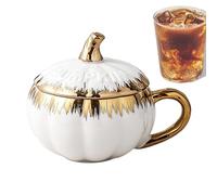 Generico Halloween Mug - Pumpkin Shaped Mug With Lid, Pumpkin Latte Mugs, Cute Ceramic Cup, Pumpkins Halloween Mugs, Gothic Halloweens Mugg | Coffee Mugg Fall Autumn Soup Bowl For Home Drinking