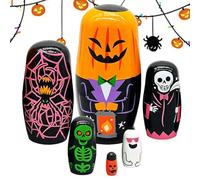 Generico Halloween Nesting Dolls - Wood 6-Layer Set 14.5cm | Pumpkin Ghost