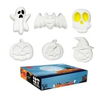Generico Halloween Plaster to Paint, Unpainted Craft Figures, Pumpkin Ghost Bat Set, Includes Brush Palette, Handcraft Painting Tool for Kids, Adults, Party Activity, Holiday Fun, Halloween Decor