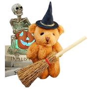 Generico Halloween Plush Bear, Witch Themed Soft Toy, Seasonal Desktop Decor, 2.76x1.81 Inches, Pumpkin Accent, Cozy Spooky Display for Dining Table Nightstand Home Dorm Haunted House Setting
