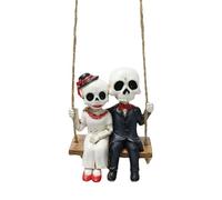 Generico Halloween Skeleton Couple, Swinging Figurine Decor, Spooky Hanging Ornament, Rope Swing Display Feature, Porch Eaves Patio Window Kitchen or Workplace Setup 2.76x2.09x3.31 Inches