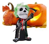 Generico Halloween Skeleton Figure, Posable Skeleton with Glowing Eyes And Sound Effects, Scary Indoor Haunted House Decoration, Desk, Home, Party, Festival Activities, 16x14x31cm Black