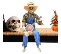 Generico Halloween Skeleton, Joint Adjustable Musical Prop for Indoor, 23.6 inch Animated Halloween Banjo Skeleton Decoration, Outdoor Holiday Display Haunted House Party
