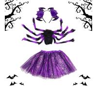 Generico Halloween Spider Costume, Girls Spider Tutu Outfit, Holiday Dress Up Clothes with Headband, Kids Party Apparel for Toddler, Teens, Students, Preschoolers Ages 2-15 22.05x10.63 Inches