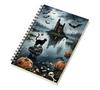 Generico Halloween Spiral Meeting Planner - Gothic Halloween Notebook | Castle Ghost Black Cat Pumpkin Bat Cover Journal Notebook for Note College Work