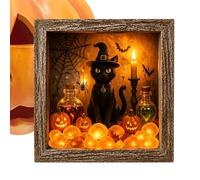 Generico Halloween Table Decor - 21.5x21.5cm LED Wooden Memory Box Display