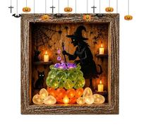 Generico Halloween Table Decor - 21.5x21.5cm LED Wooden Memory Box Display