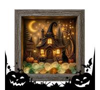 Generico Halloween Table Decor - 21.5x21.5cm LED Wooden Memory Box Display