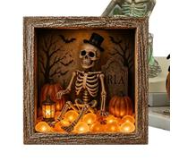 Generico Halloween Table Decor - 21.5x21.5cm LED Wooden Memory Box Display