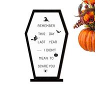 Generico Halloween Table Sign, Wooden Coffin Centerpiece, 8.07x4.92in Scary Message Board, Sturdy Compact Design, Festive Spooky Decor for Farmhouse, Living Room, Bedroom, Display