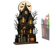 Generico Halloween Table Sign, Wooden Haunted House Pumpkin Block Decor