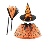 Generico Halloween Tutu Skirt, Girls Witch Costume Skirt, Adjustable Tulle Mesh Outfit, Dress Clothes, Colorful Layers, Cosplay Attire, Party Carnival Wear for Birthday Photoshoot, Holiday Festival