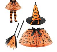 Generico Halloween Tutu Skirt, Girls Witch Costume Skirt, Adjustable Tulle Mesh Outfit, Dress Clothes, Colorful Layers, Cosplay Attire, Party Carnival Wear for Birthday Photoshoot, Holiday Festival