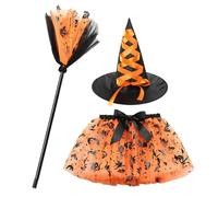 Generico Halloween Tutu Skirt, Girls Witch Costume Skirt, Adjustable Tulle Mesh Outfit, Dress Clothes, Colorful Layers, Cosplay Attire, Party Carnival Wear for Birthday Photoshoot, Holiday Festival
