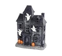 Generico Halloween Village, Spooky Haunted House, LED Lighted Miniature Decor, Realistic Resin Craftwork, 1PC Multicolor, for Bedroom, Table, Desk, Kitchen, Living Room, Bookshelf