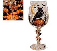 Generico Halloween Wine Glass Collection Gift Box Set, 3D Working Witch Hand-Painted Artisan Goblet, Festive Party Glassware with Spooky Pumpkin,Skeleton,Raven,Ghost,Black Cats and Witch Designs