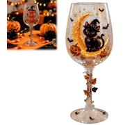 Generico Halloween Wine Glass Collection Gift Box Set, 3D Working Witch Hand-Painted Artisan Goblet, Festive Party Glassware with Spooky Pumpkin,Skeleton,Raven,Ghost,Black Cats and Witch Designs