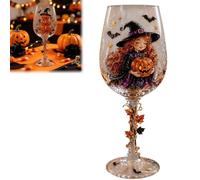Generico Halloween Wine Glass Collection Gift Box Set, 3D Working Witch Hand-Painted Artisan Goblet, Festive Party Glassware with Spooky Pumpkin,Skeleton,Raven,Ghost,Black Cats and Witch Designs