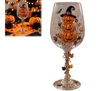 Generico Halloween Wine Glass Collection Gift Box Set, 3D Working Witch Hand-Painted Artisan Goblet, Festive Party Glassware with Spooky Pumpkin,Skeleton,Raven,Ghost,Black Cats and Witch Designs