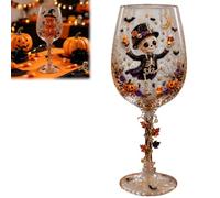 Generico Halloween Wine Glass Collection Gift Box Set, 3D Working Witch Hand-Painted Artisan Goblet, Festive Party Glassware with Spooky Pumpkin,Skeleton,Raven,Ghost,Black Cats and Witch Designs