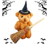 Generico Halloween Witch Bear, Plush Bear Miniature Set in Box, Seasonal Desktop Display Decoration, 2.76x1.81 Inches, Ideal for Dining Table Nightstand Home Dorm Haunted House